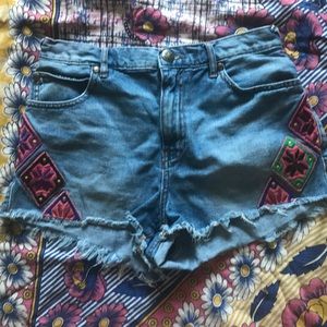 Free people high waist jean shorts